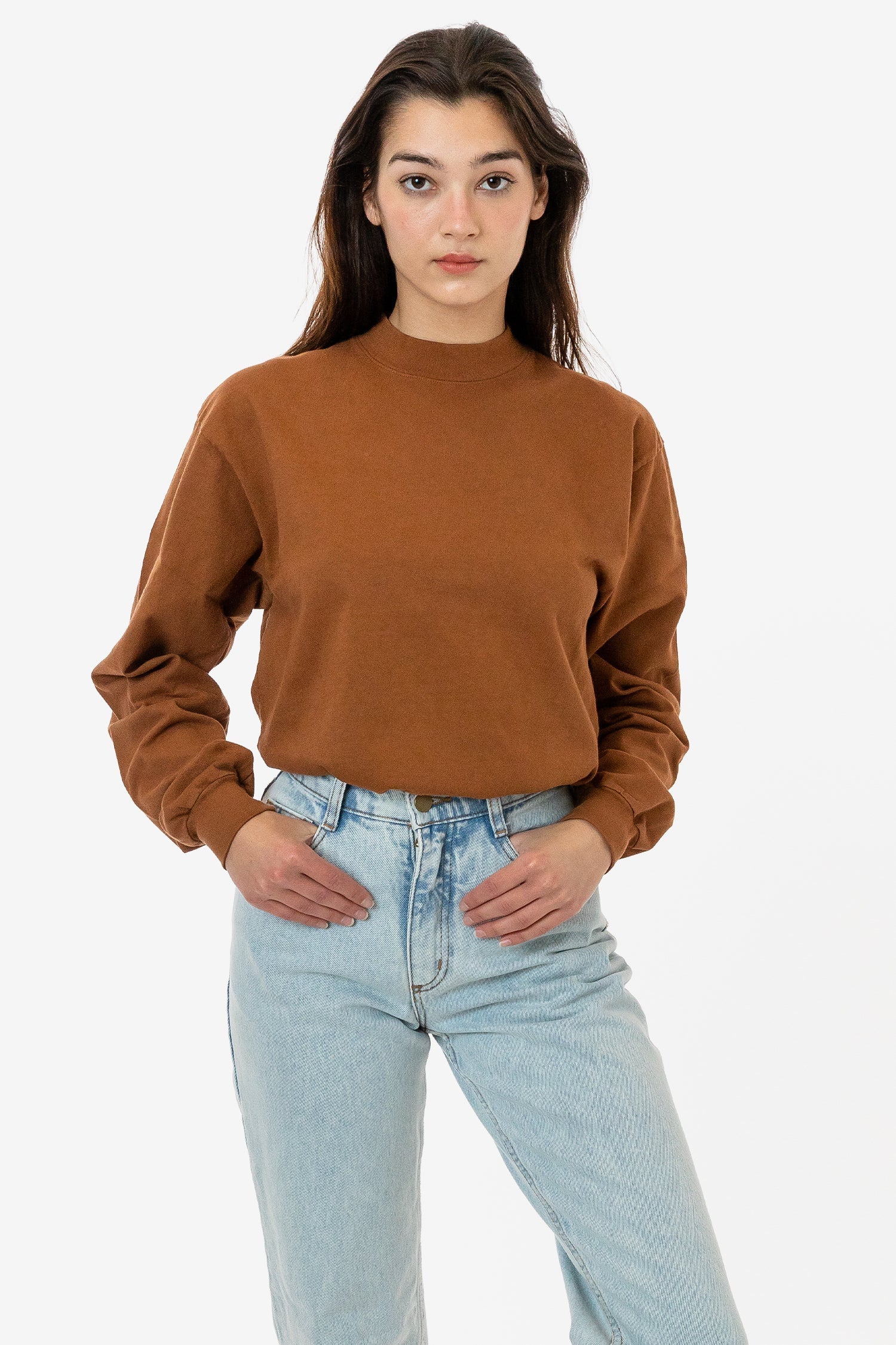 1406GD Unisex - Long Sleeve Garment Dye Mockneck T-Shirt