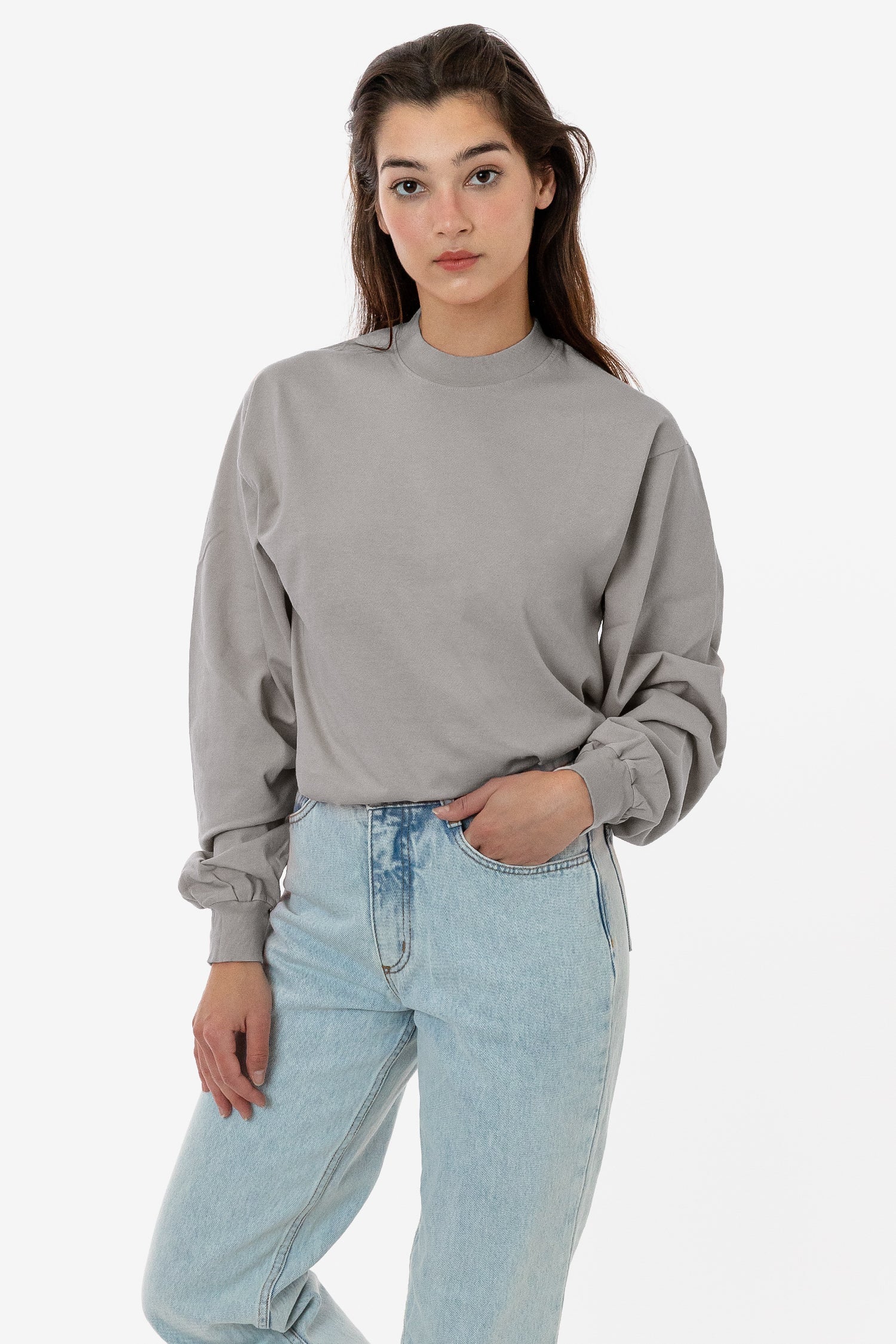 1406GD Unisex - Long Sleeve Garment Dye Mockneck T-Shirt
