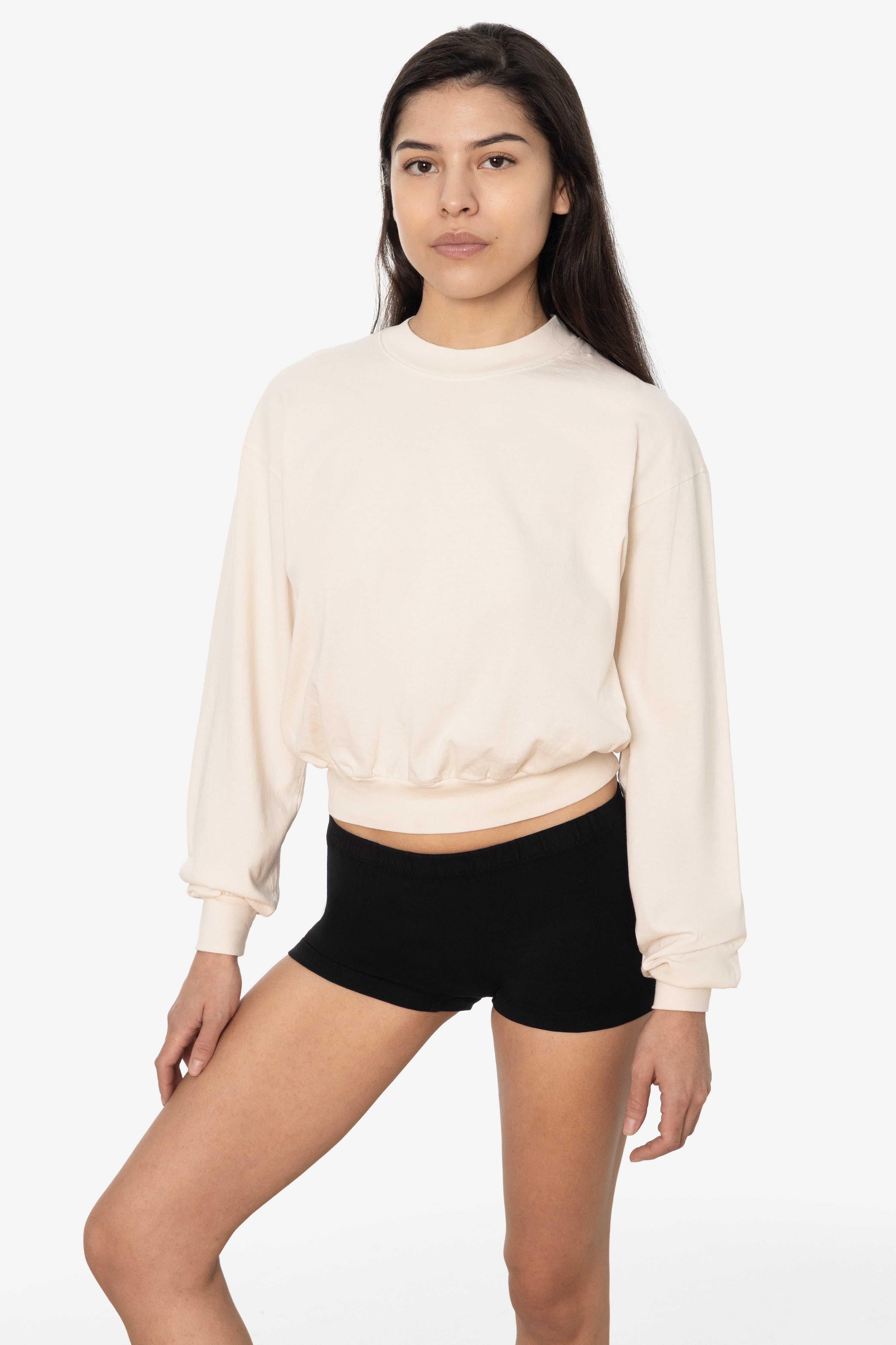 1804GD - Long Sleeve Garment Dye Cropped Mockneck