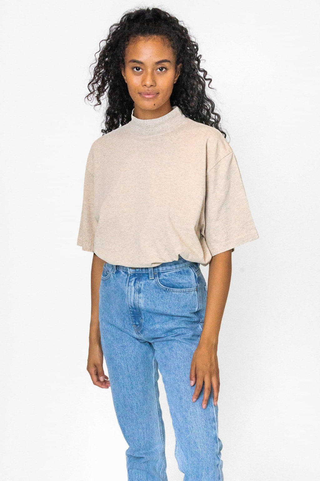 1825GD - Oversized Short Sleeve High Mockneck T-shirt