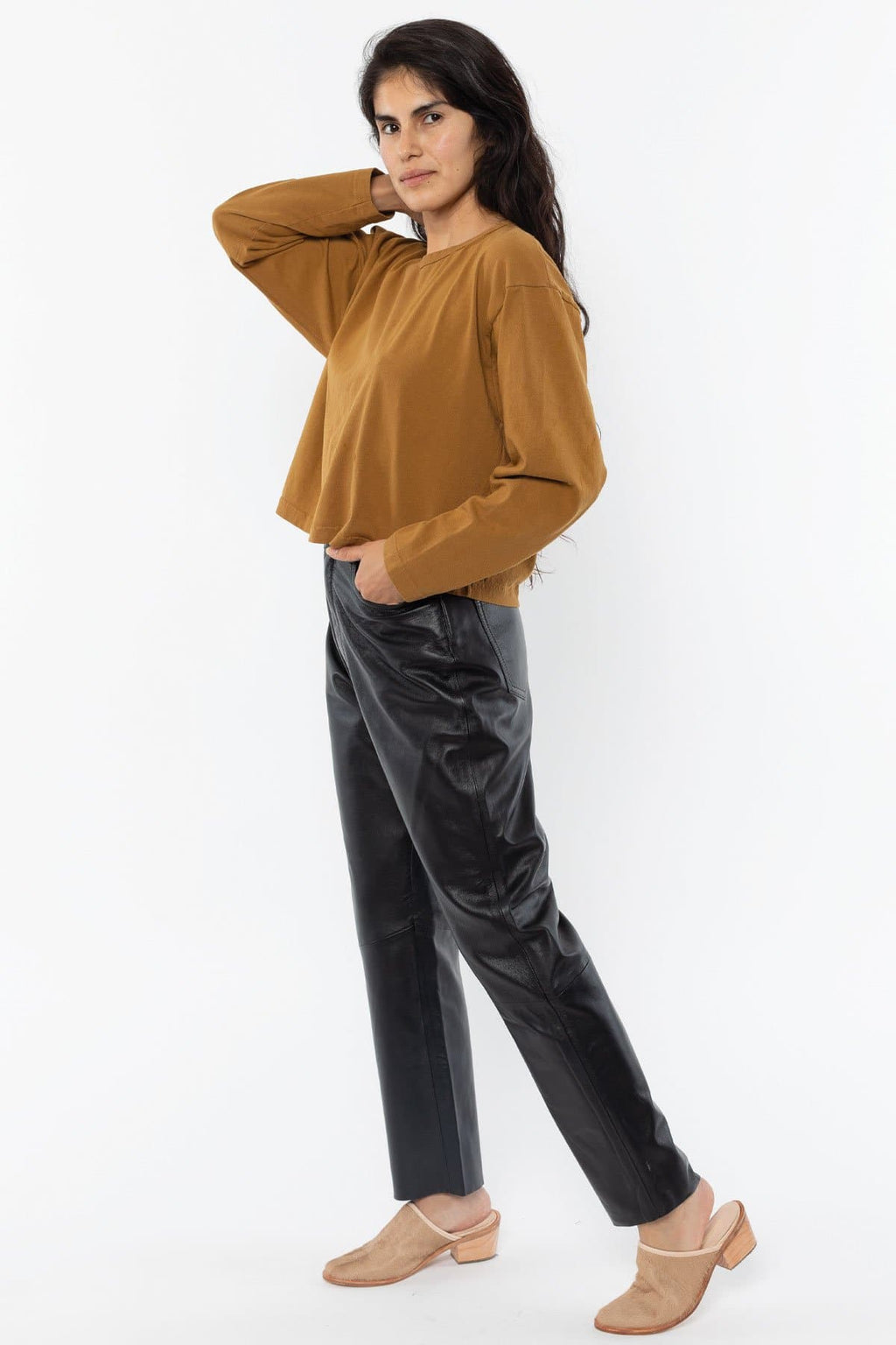 1839GD - Long Sleeve Garment Dye Cropped T-Shirt