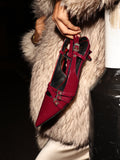 Retro Burgundy Patent Kitten Court Heels