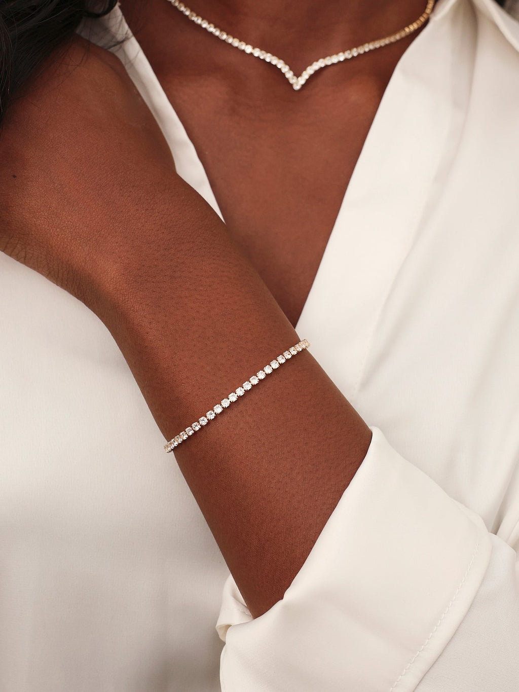 Wedlock Gold Crystal Tennis Bracelet