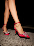 Angela Red Satin Bow Heels