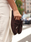Alix Brown Faux Suede Slip On Mules