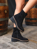 Trish Black Faux Suede Wedged Ankle Boots