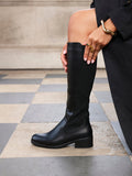 Renae Black Faux Leather Riding Boots