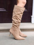 Rosenna Beige Long Stiletto Boots