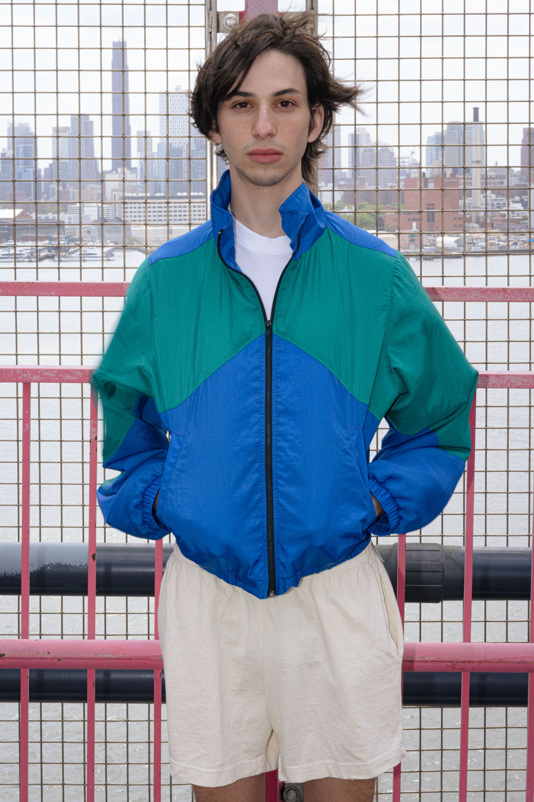 RNF555C - Nylon Crinkle Zip-Up Colorblock Windbreaker