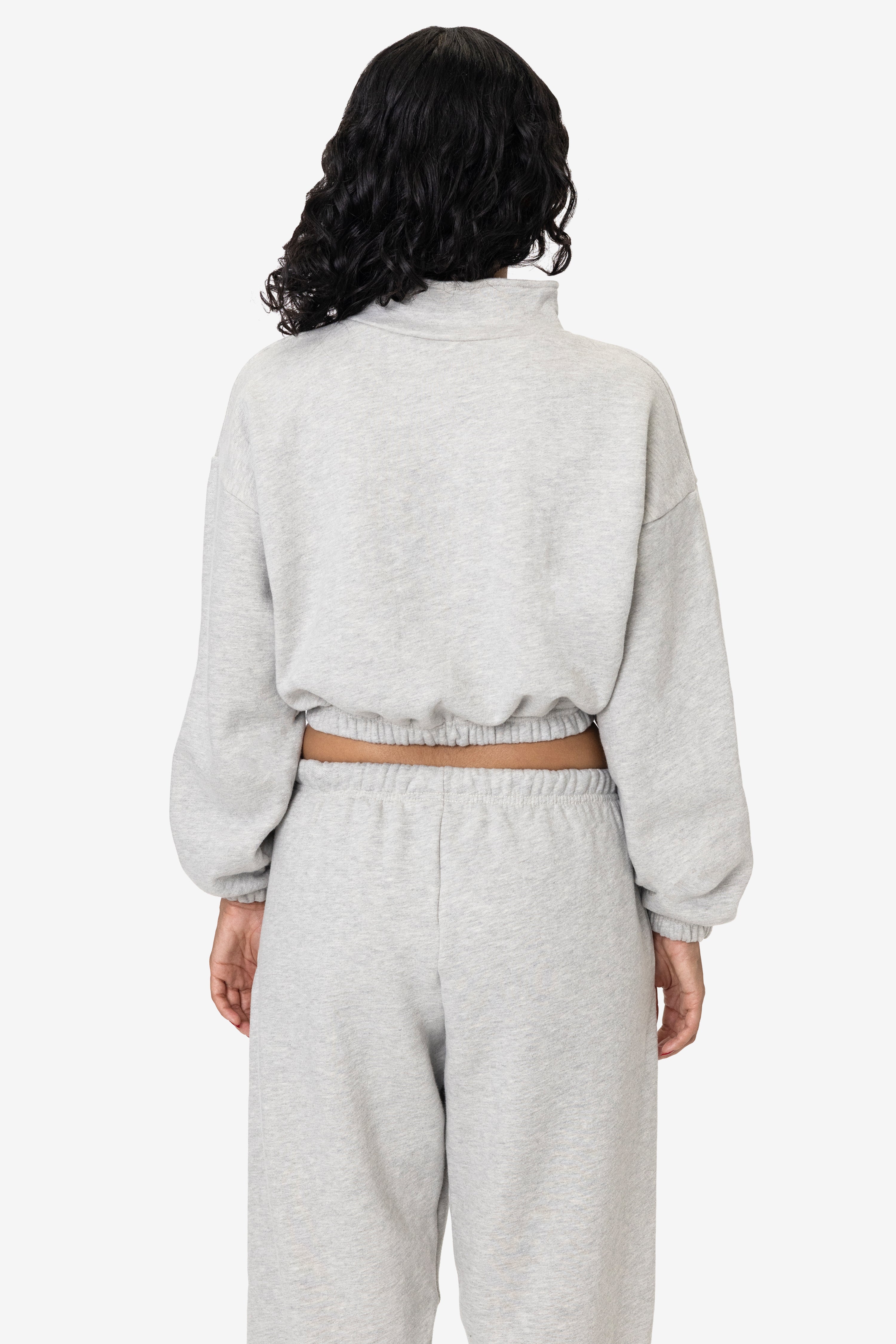 CF396 - Cotton Fleece Half Zip Cropped Pullover