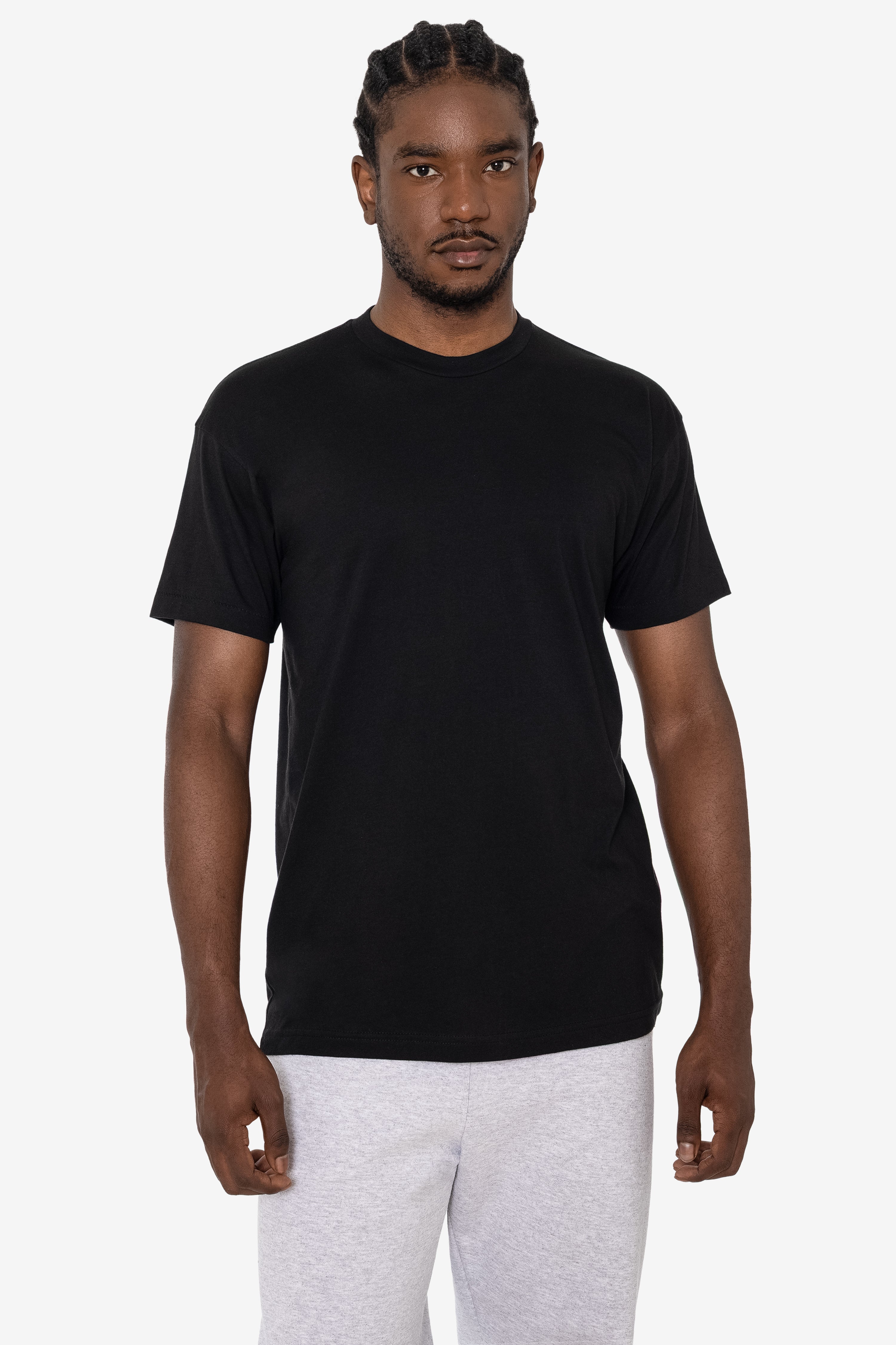 2017MN - 6.0oz Mock Crew Neck Heavy Combed Cotton T-Shirt