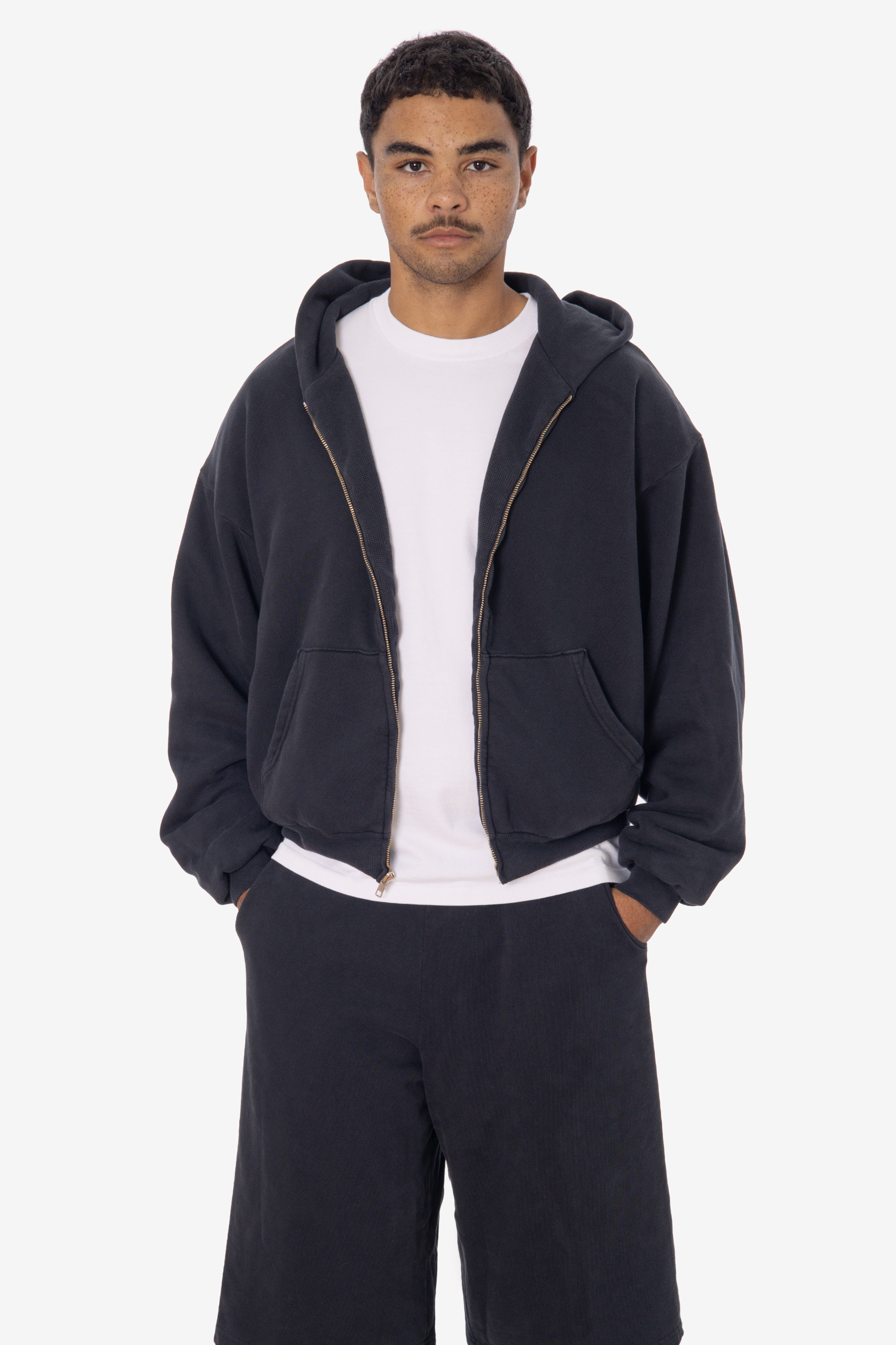 ALP10GD - Thermal Lined Cropped Zip Up Hoodie