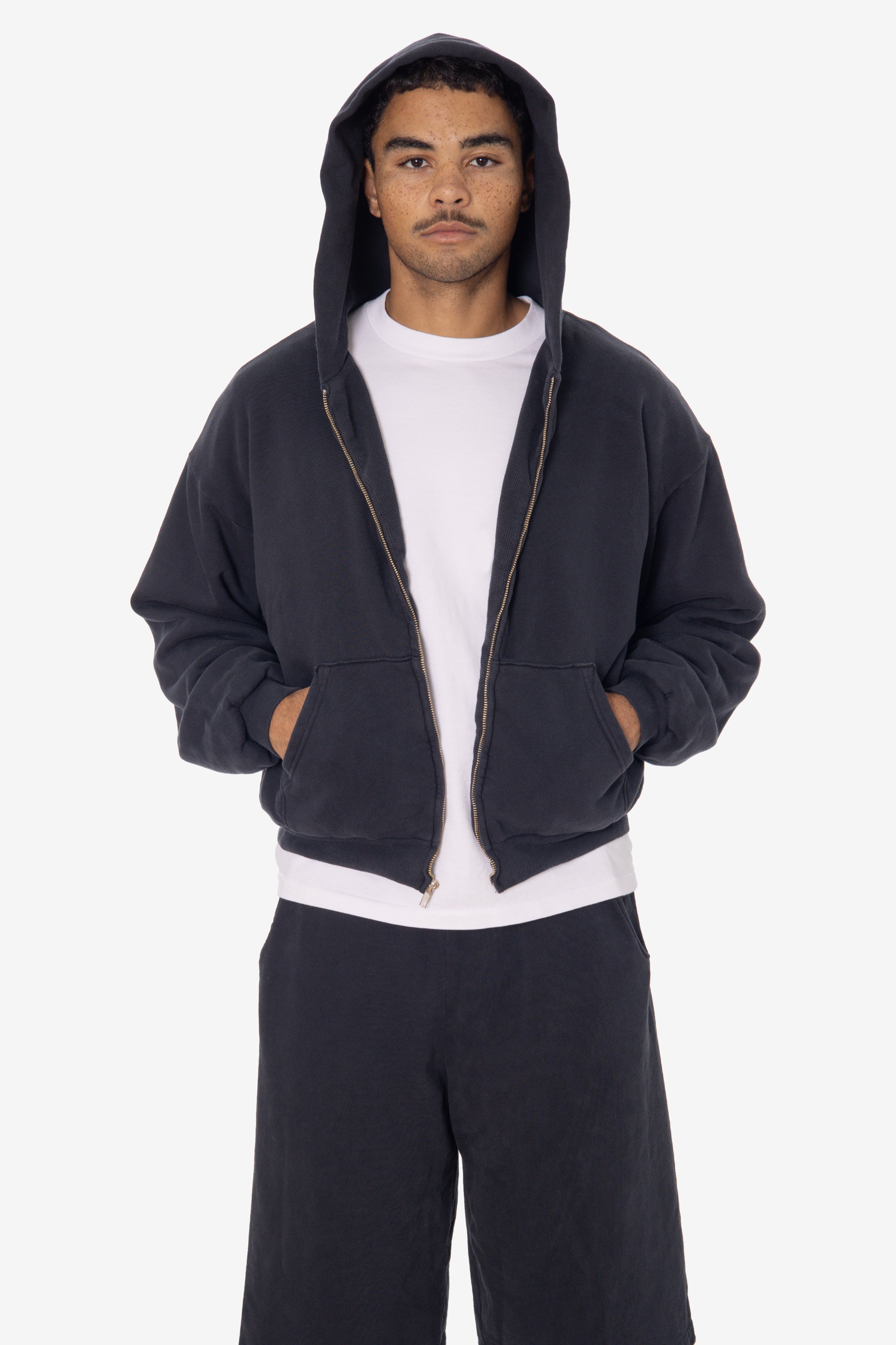 ALP10GD - Thermal Lined Cropped Zip Up Hoodie