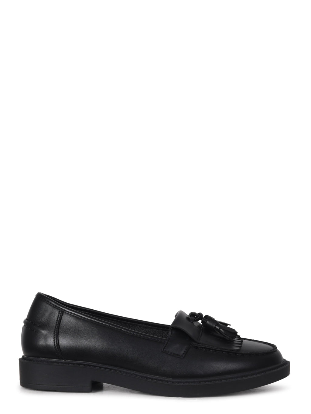 Kamille Black Faux Leather Loafers