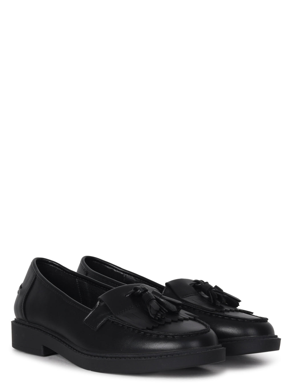 Kamille Black Faux Leather Loafers