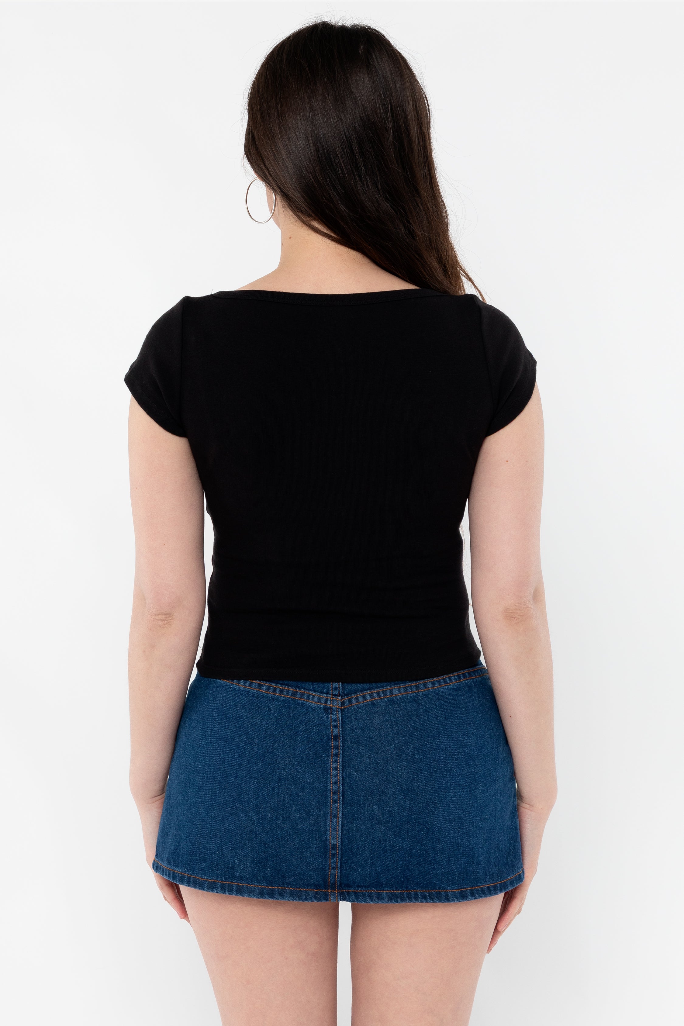 43023 - Baby Rib Square Neck Cap Sleeve Tee