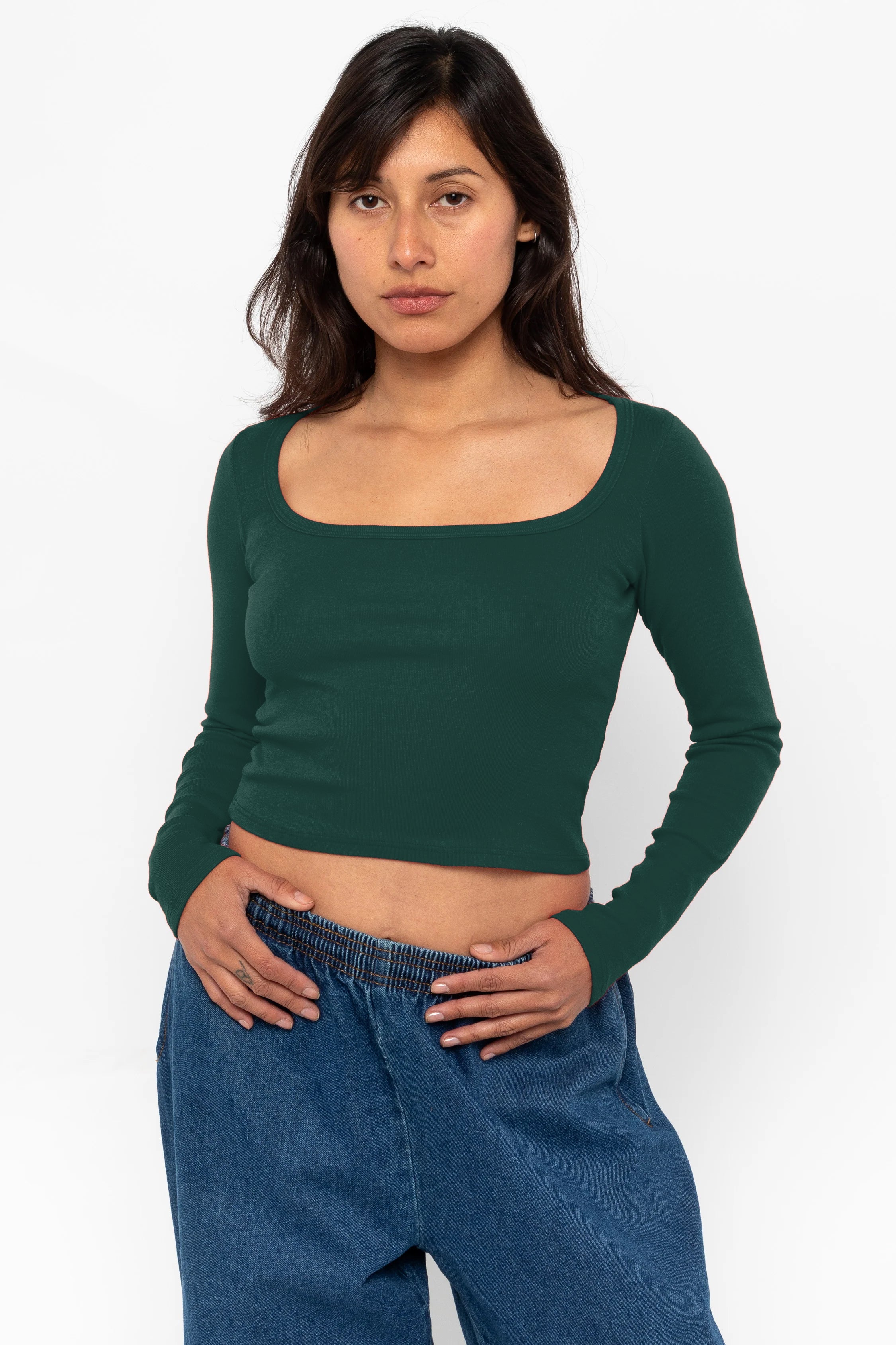 43027 - Baby Rib Long Sleeve Square Neck Tee