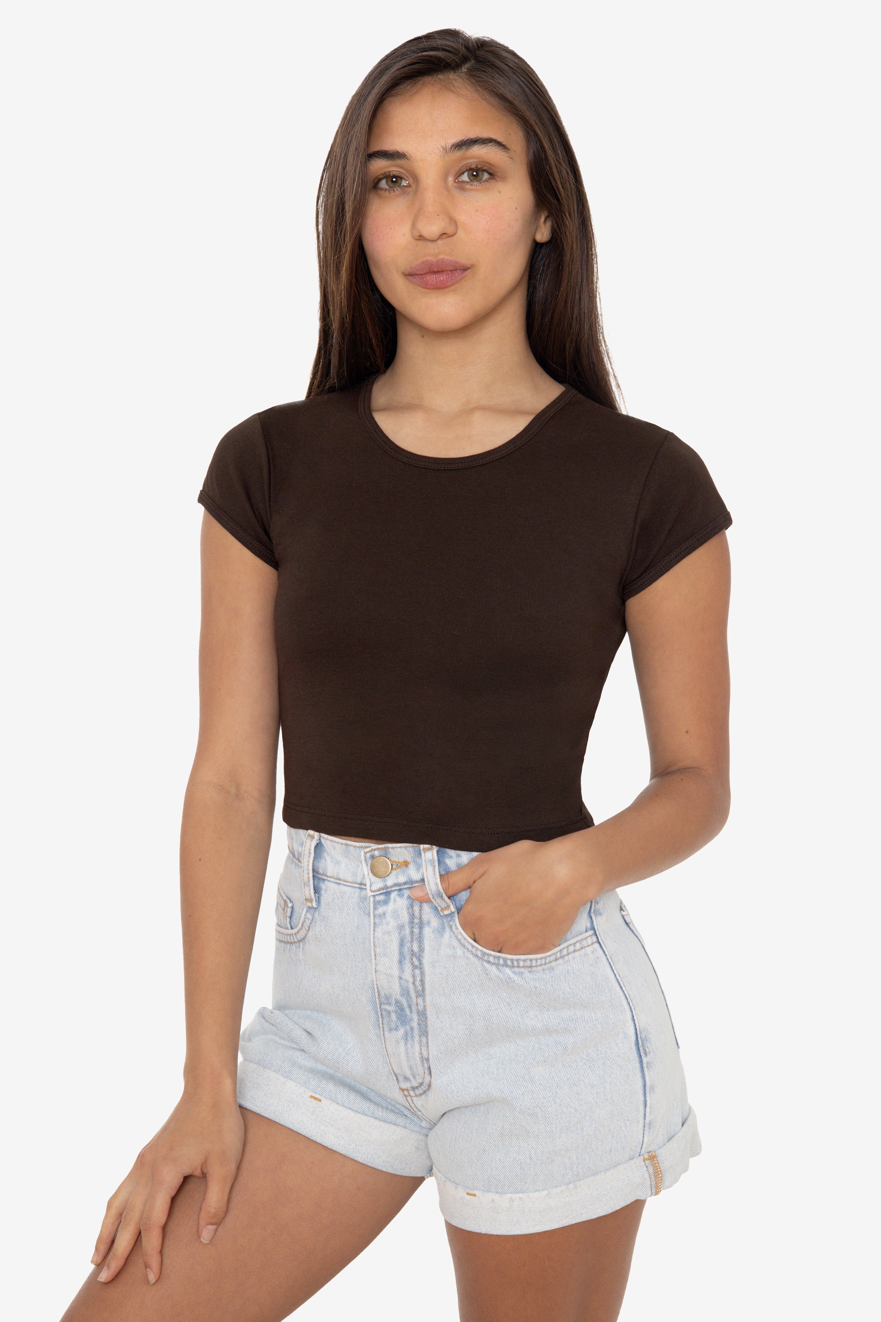 43035 - Cap Sleeve Baby Rib Crop Top