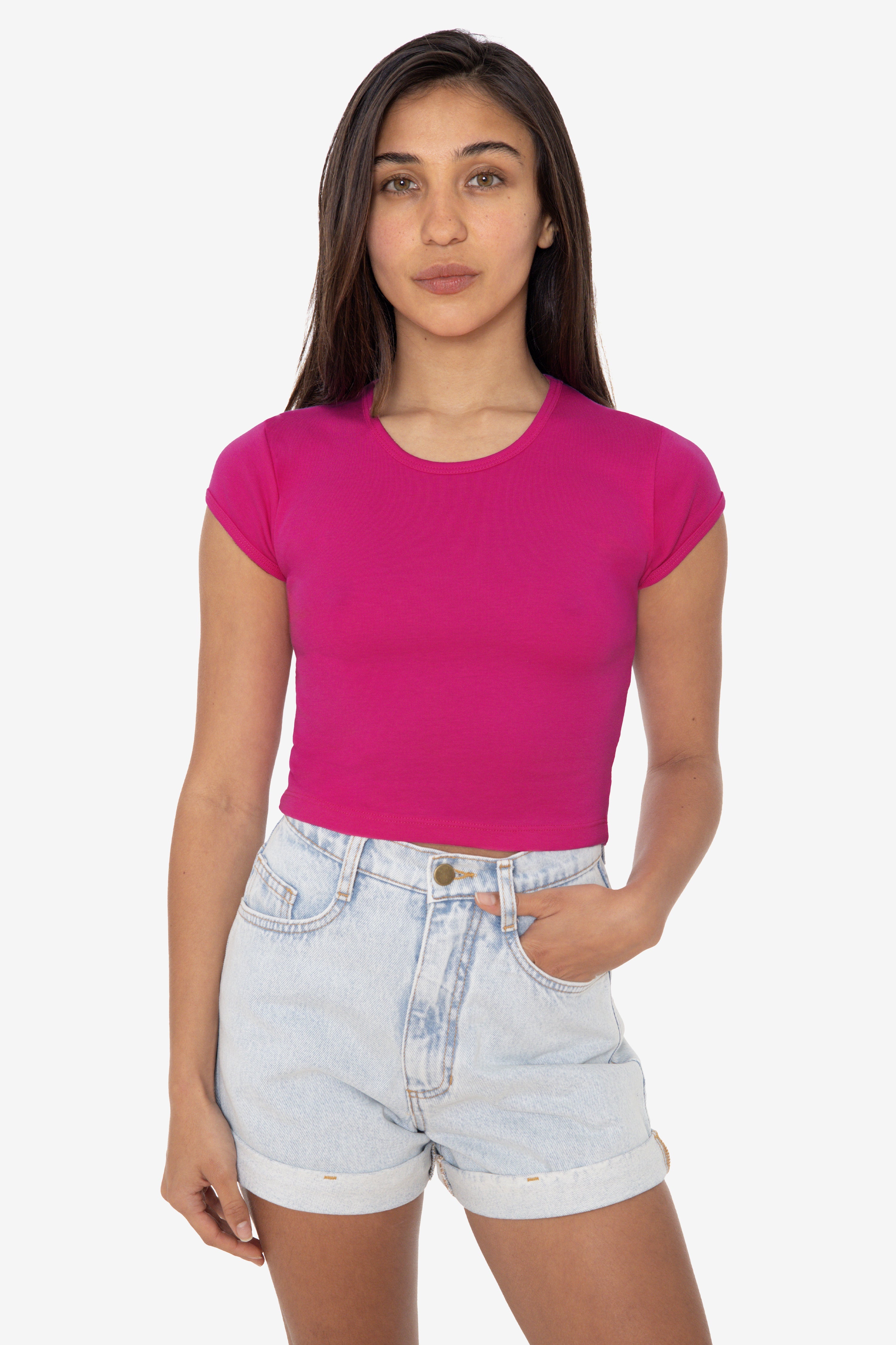 43035 - Cap Sleeve Baby Rib Crop Top
