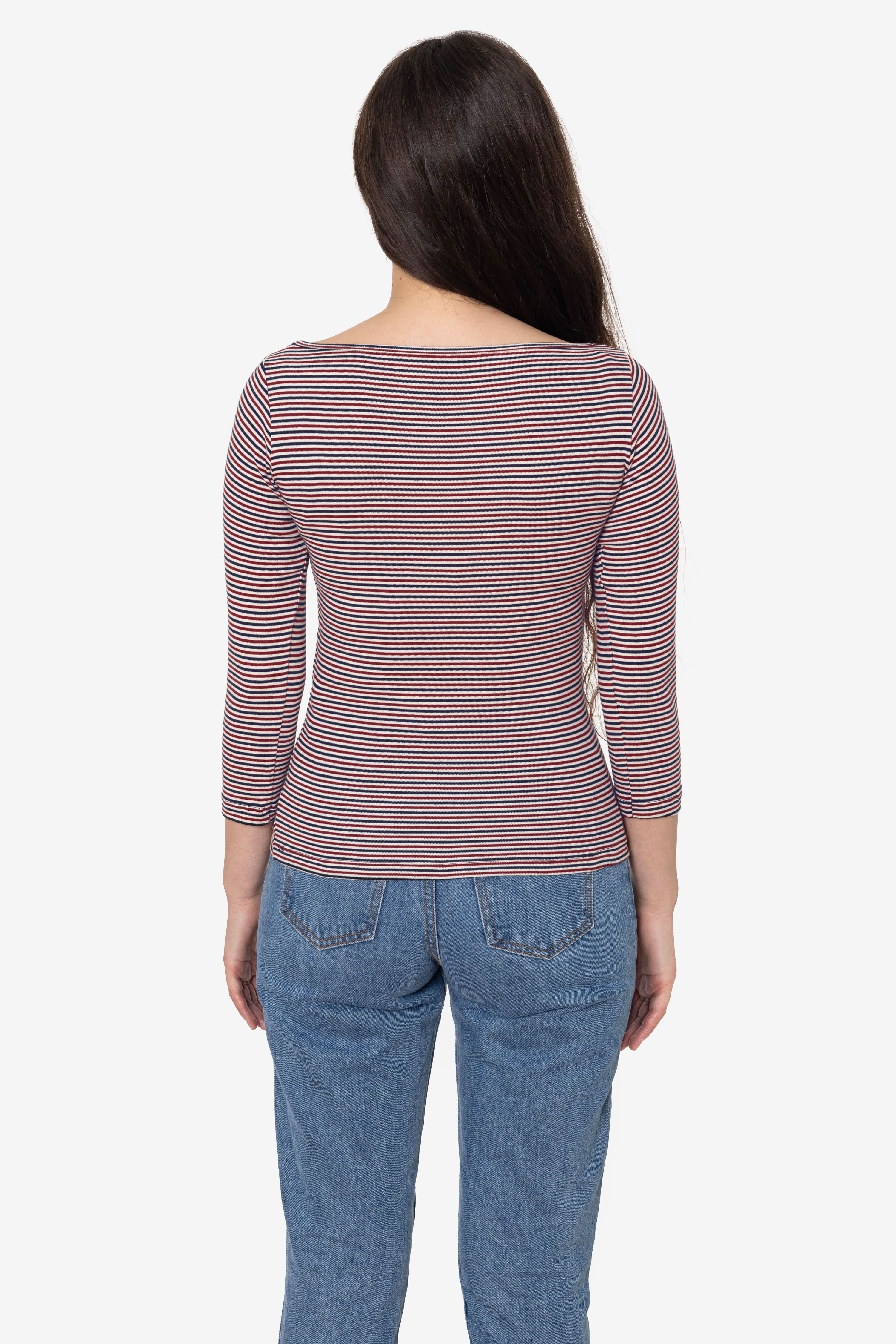 43044 - Baby Rib 3/4 Sleeve Boatneck Top