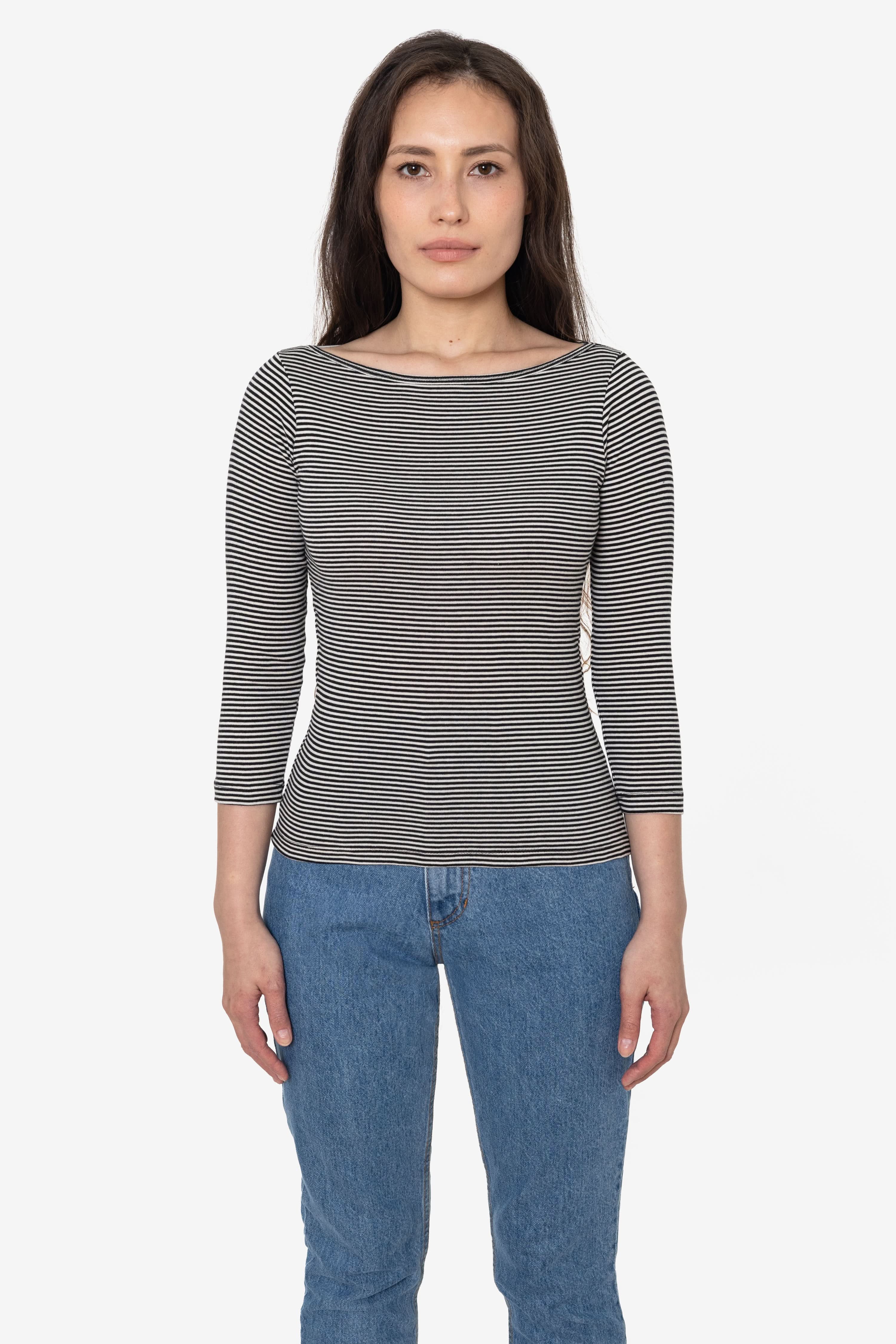 43044 - Baby Rib 3/4 Sleeve Boatneck Top