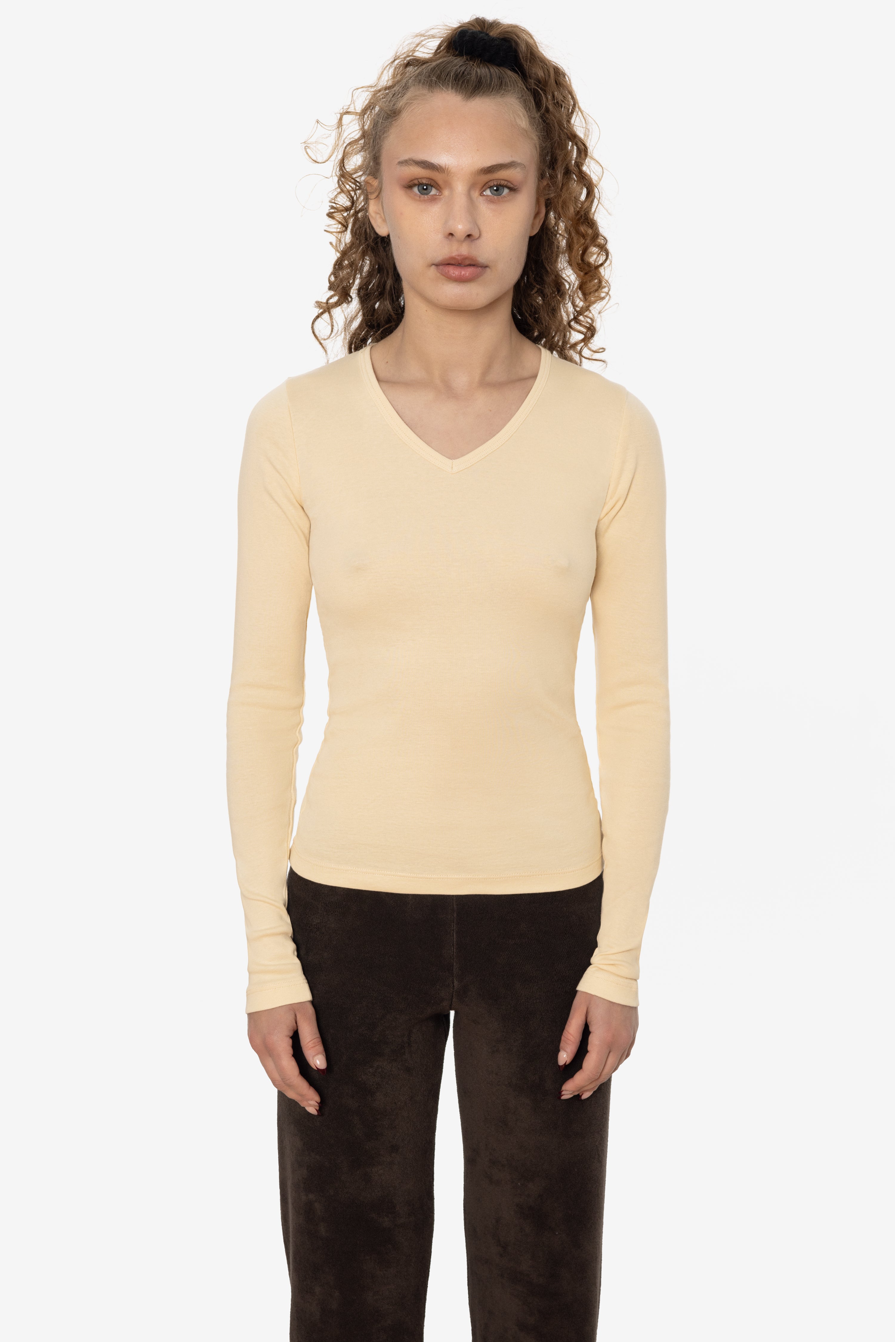 43076 - Baby Rib L/S V-Neck Tee