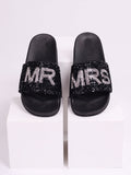 Joyous Black Mr & Mrs Diamante Sliders