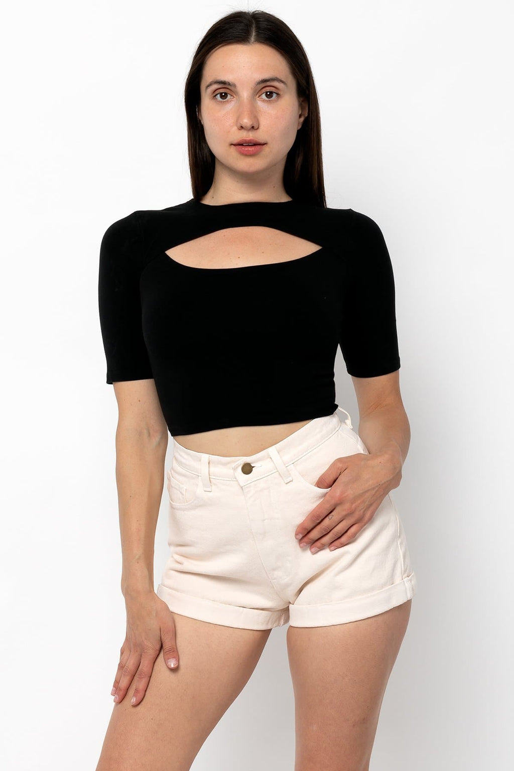 83071GD - Cut Out Crop Top