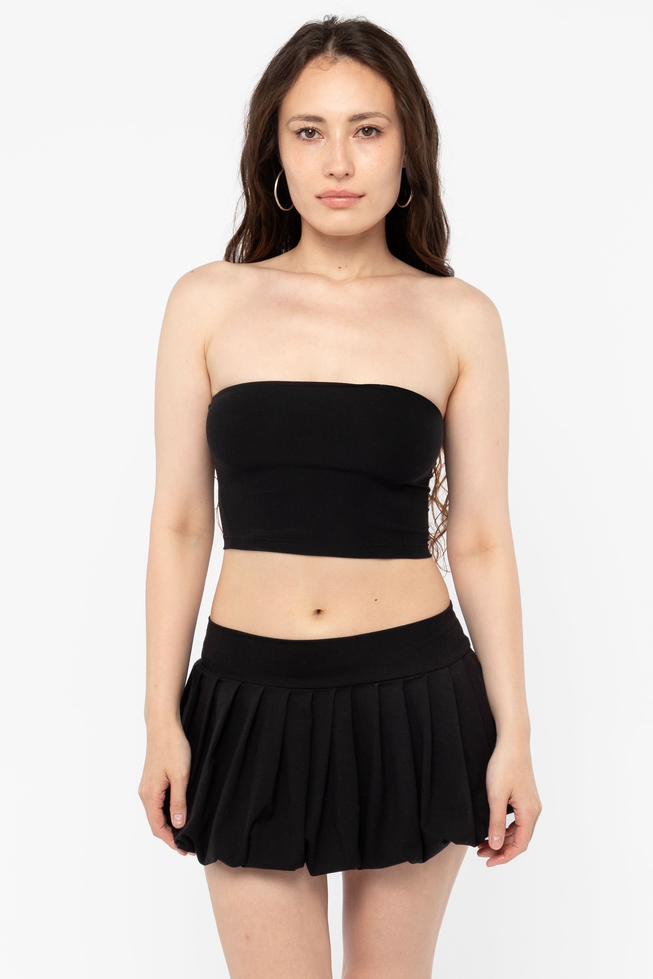 83353-X - Cotton Spandex Pleated Bubble Mini Skirt