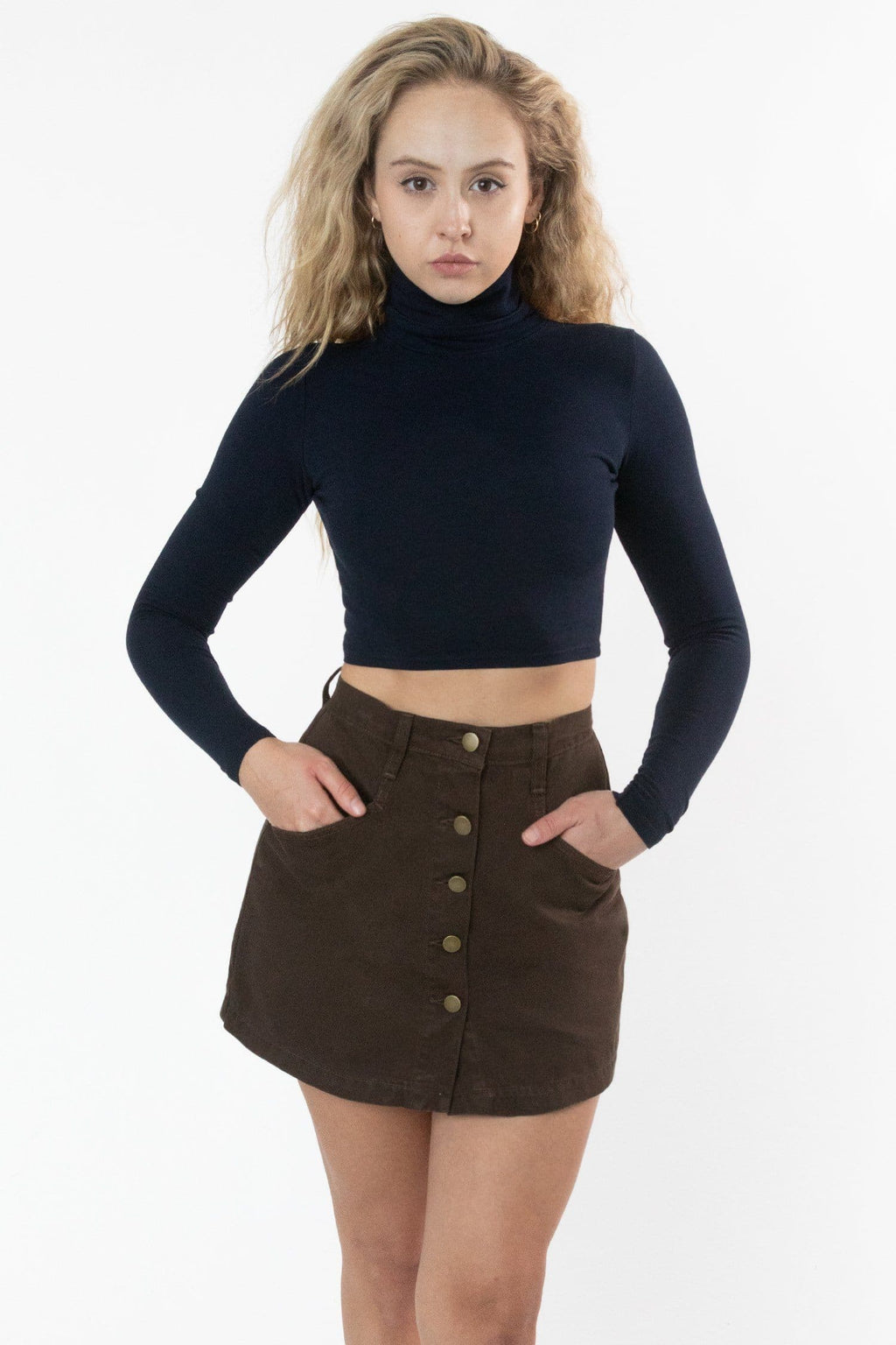 8366GD - Cropped Cotton Spandex Garment Dye Turtleneck
