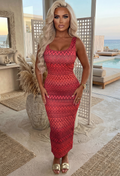 Basically Be There Pink Print Maxi Dress With Square Neckline
