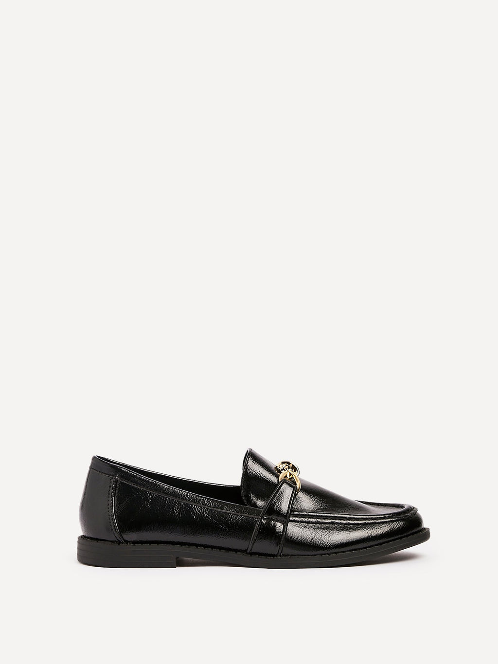 Affluent Black Faux Leather Loafers