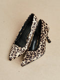 Aim Wide Fit Leopard Satin Court Heels