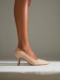 Aim Wide Fit Nude Faux Suede Court Heels