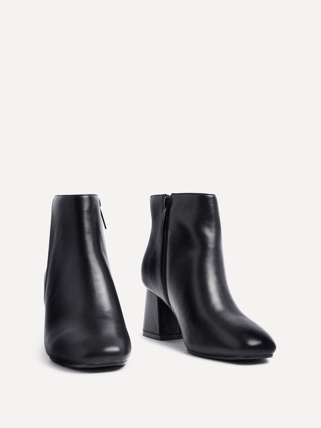 Alba Wide Fit Black Faux Leather Heeled Boots