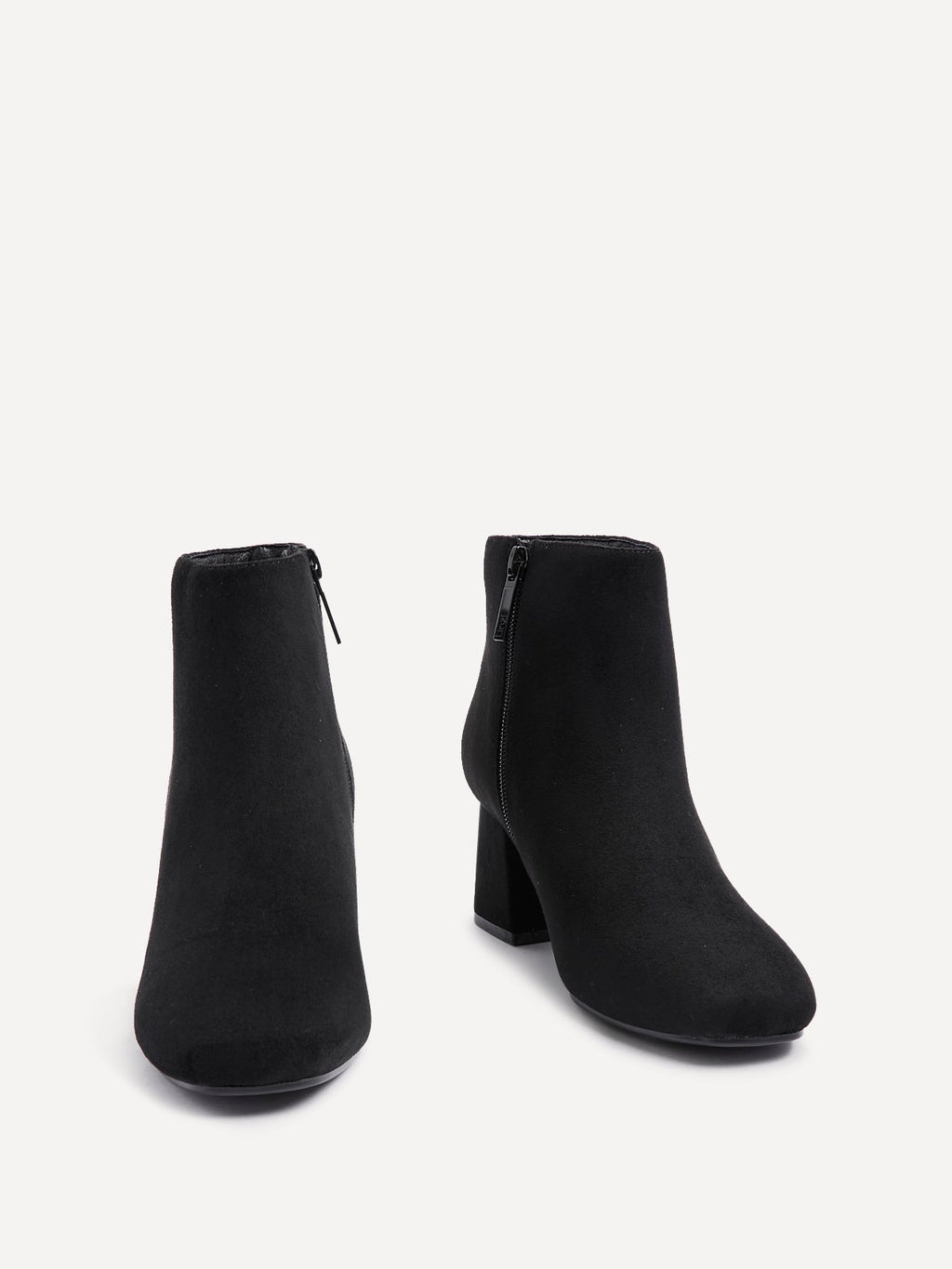 Alba Wide Fit Black Faux Suede Heeled Boots