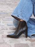 Alisha Black Faux Leather Heeled Ankle Boot
