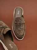 Alix Taupe Faux Suede Slip On Mules
