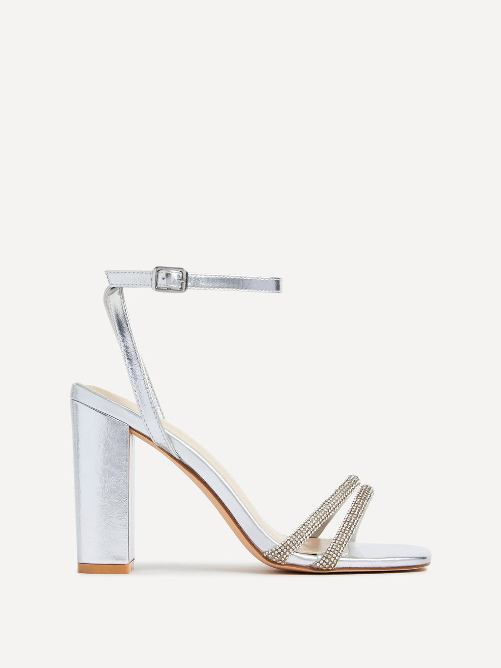 Amelie Wide Fit Silver Diamante Heels
