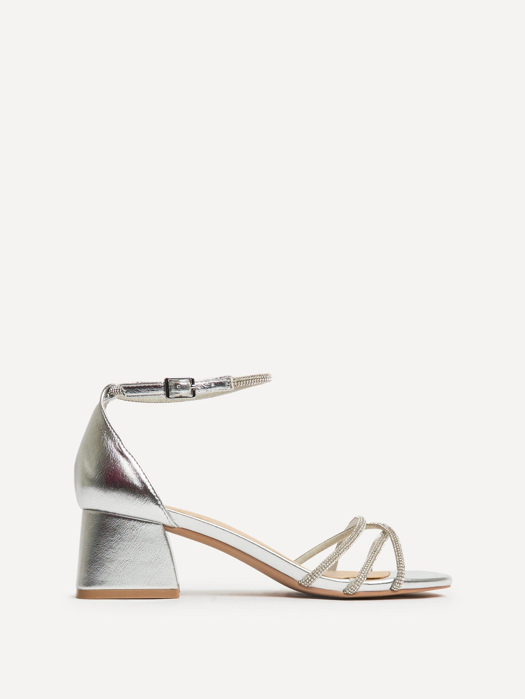 Amour Silver Diamante Heeled Sandals