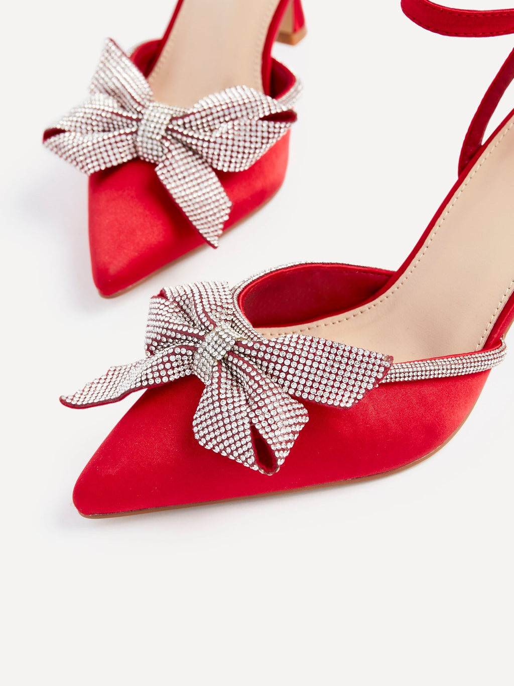 Angela Red Satin Bow Heels
