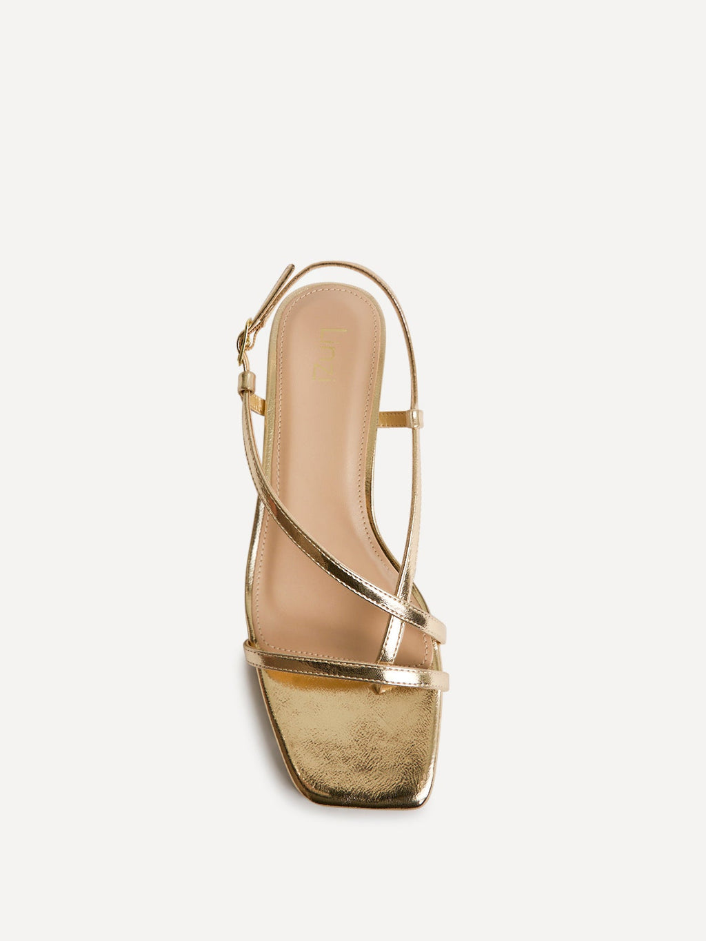 Arden Gold Faux Leather Block Heeled Sandals