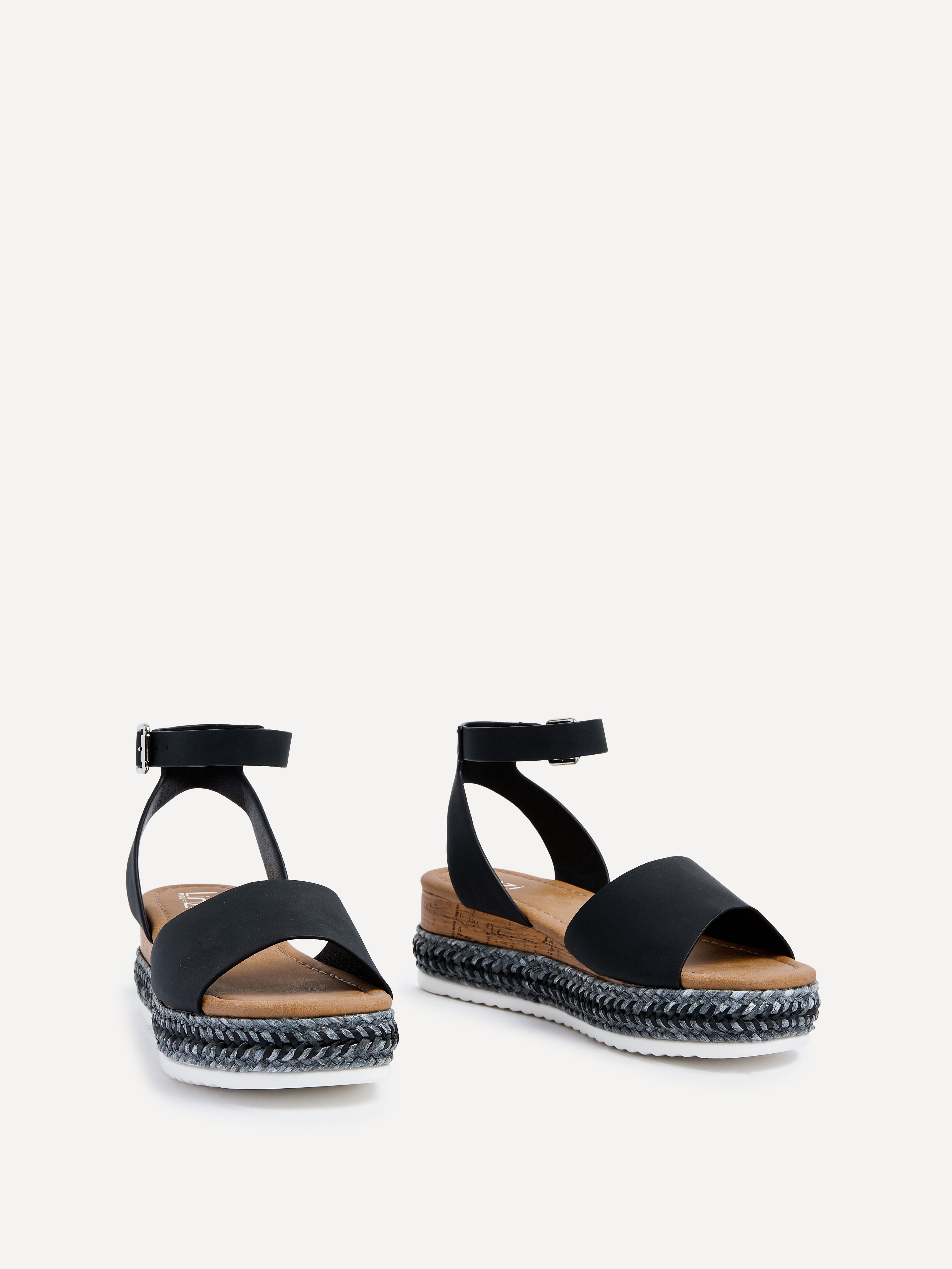 Arizona Wide Fit Black Espadrille Flatform