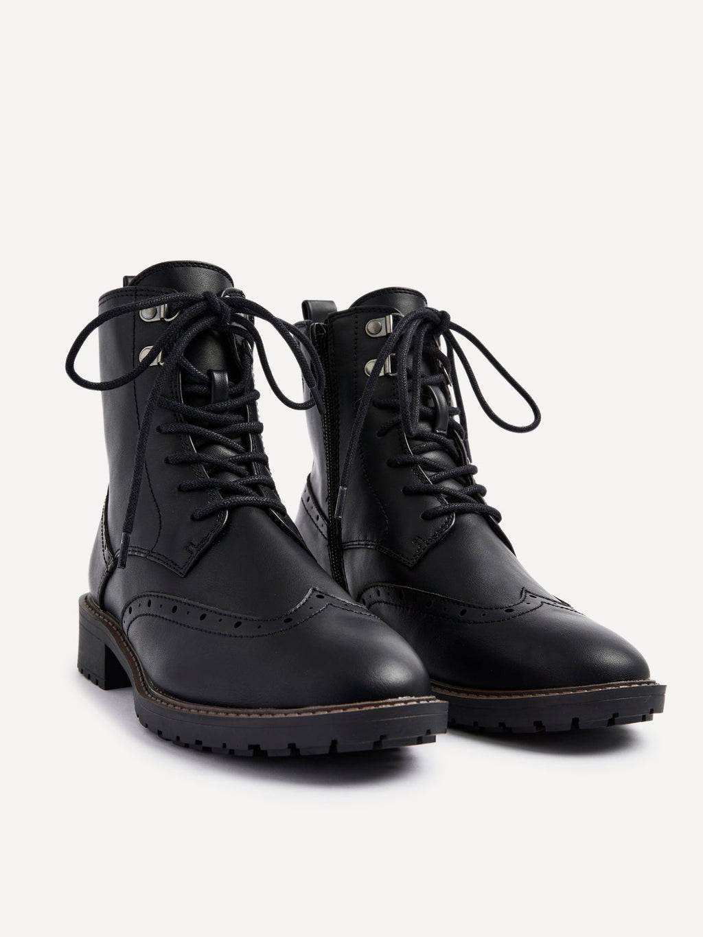 Ashleigh Black Faux Leather Military Boot