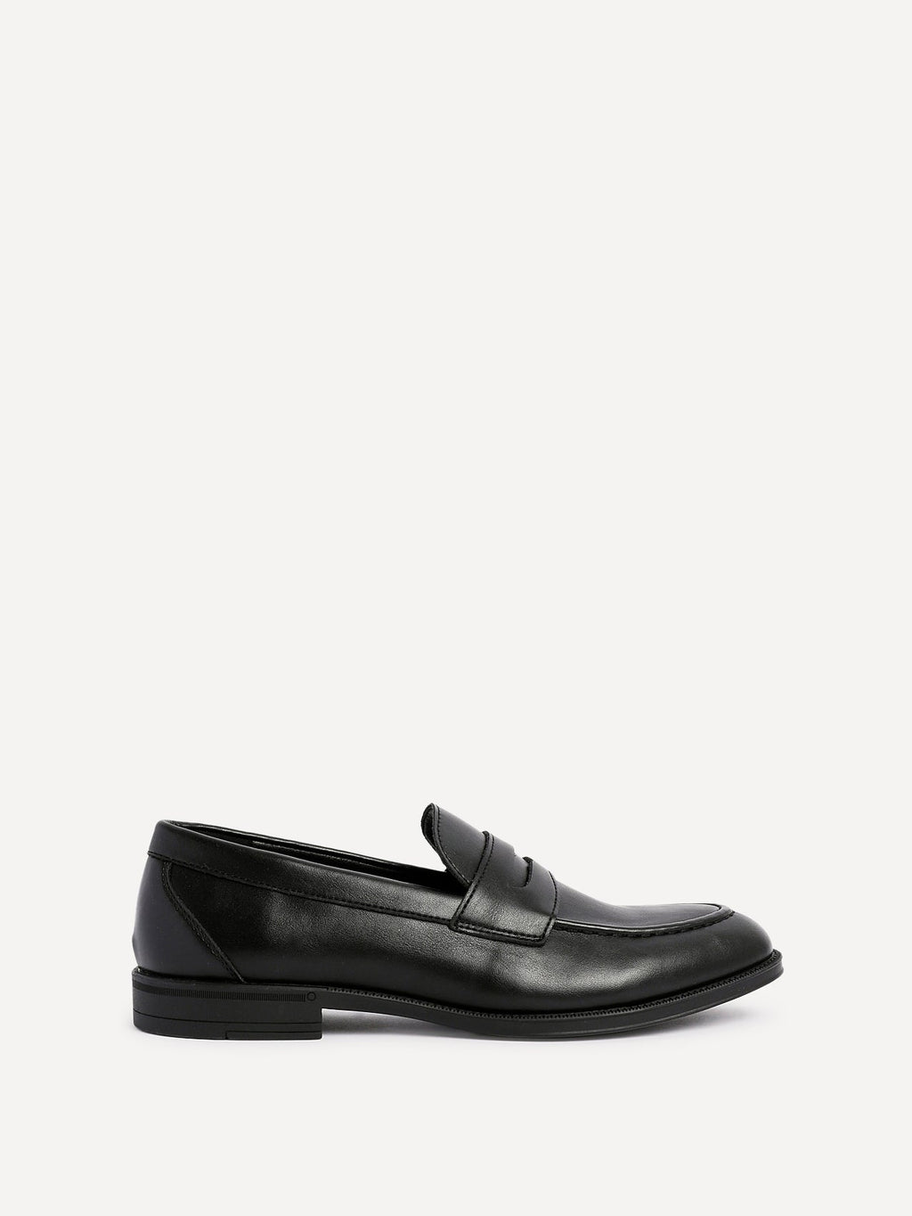 Aurelio Mens Black Faux Leather Penny Loafers