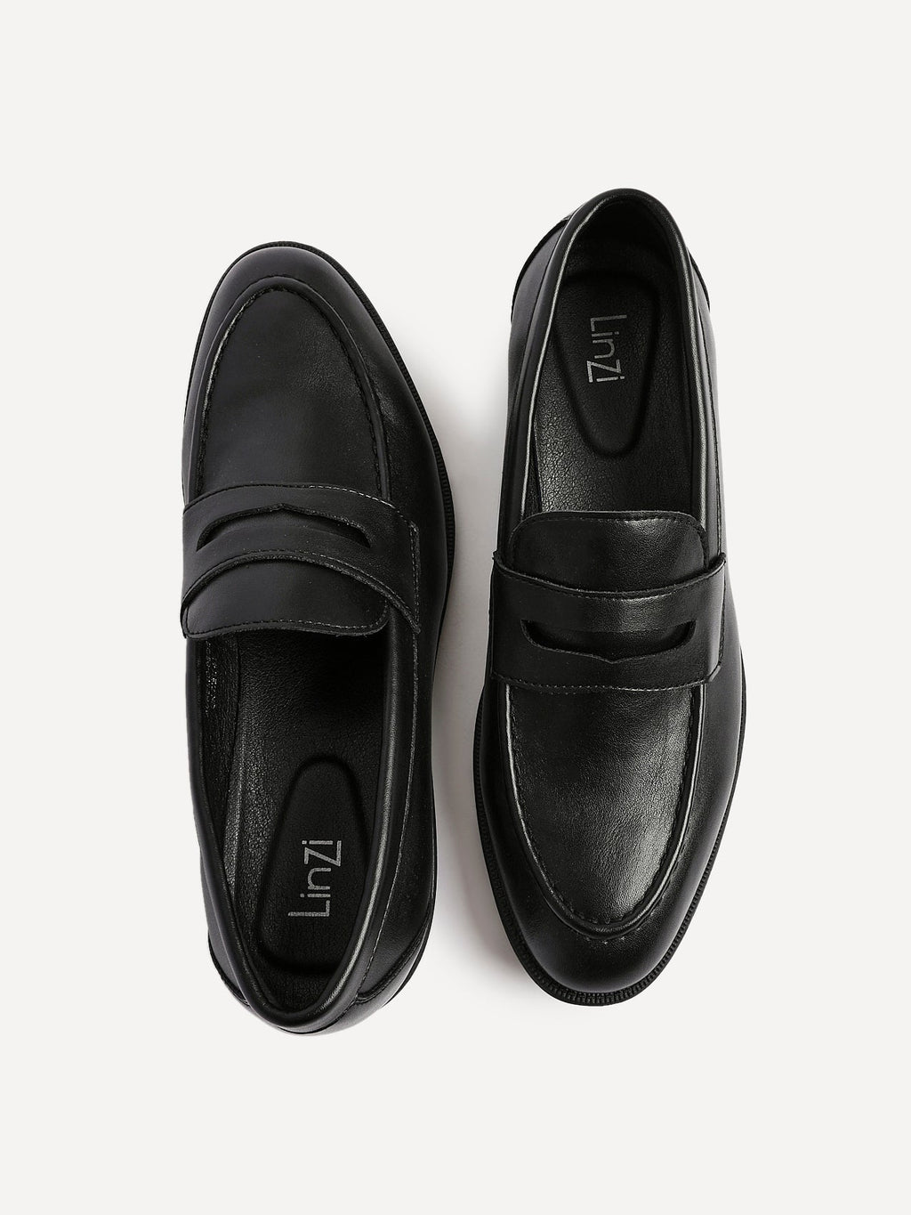 Aurelio Mens Black Faux Leather Penny Loafers