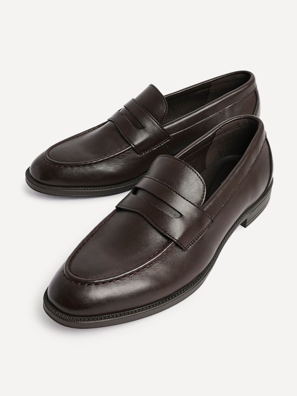 Aurelio Mens Brown Faux Leather Penny Loafers