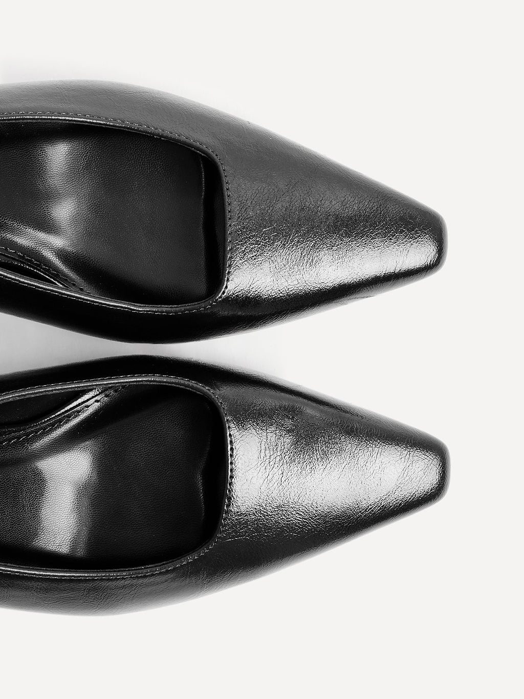 Avani Black Faux Leather Court Heels