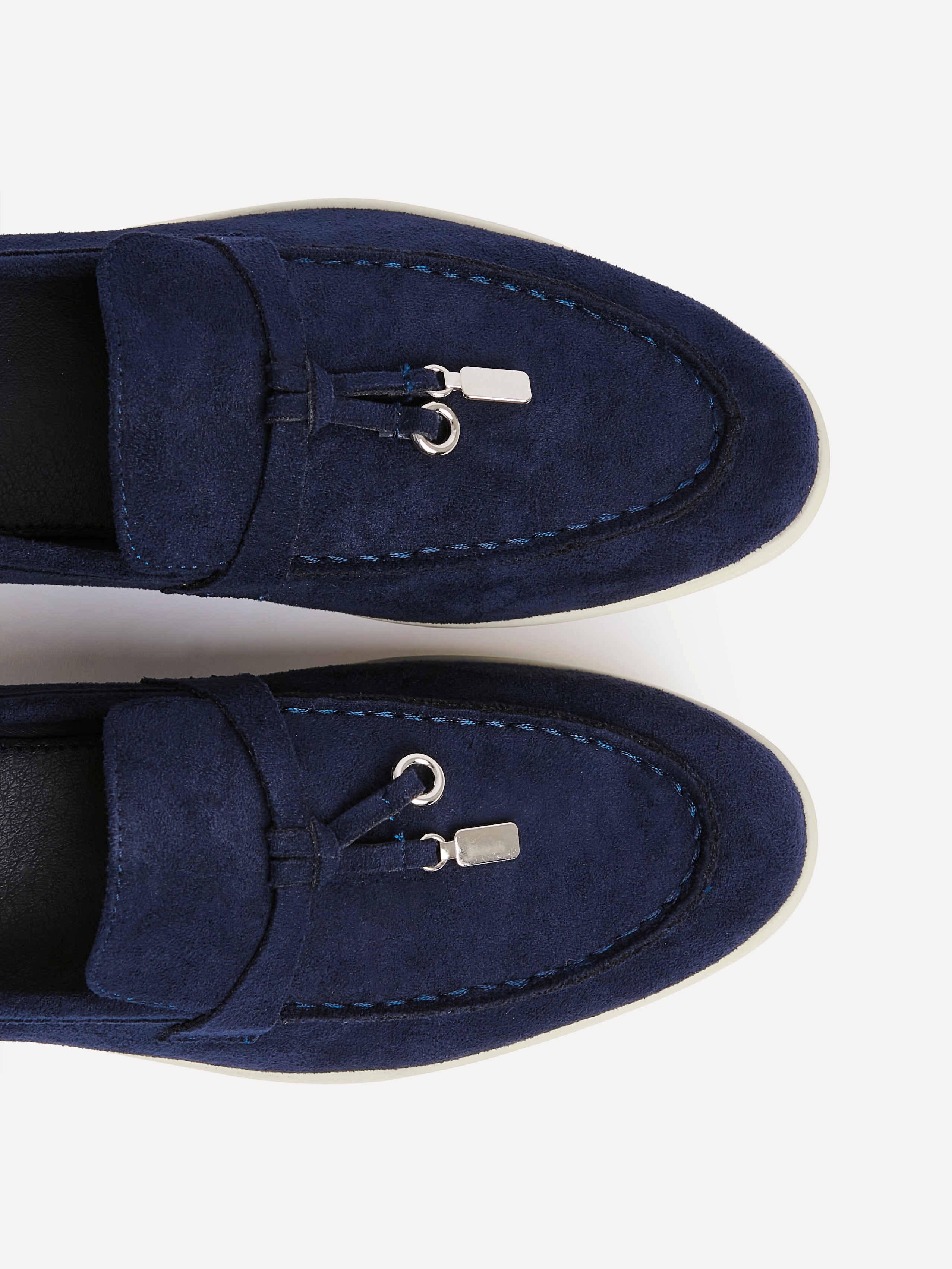 Alette Navy Faux Suede Slip On Loafers