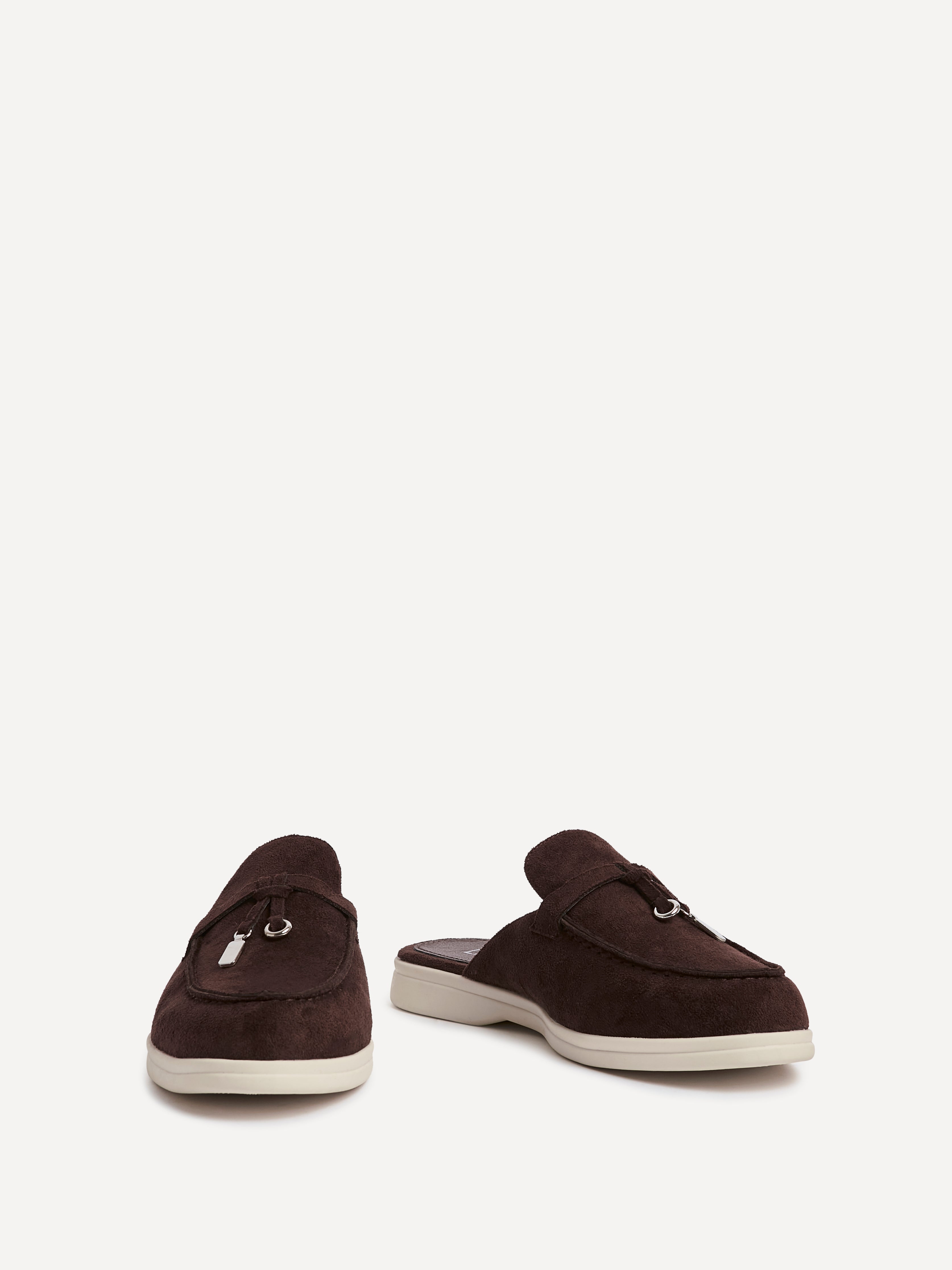 Alix Brown Faux Suede Slip On Mules